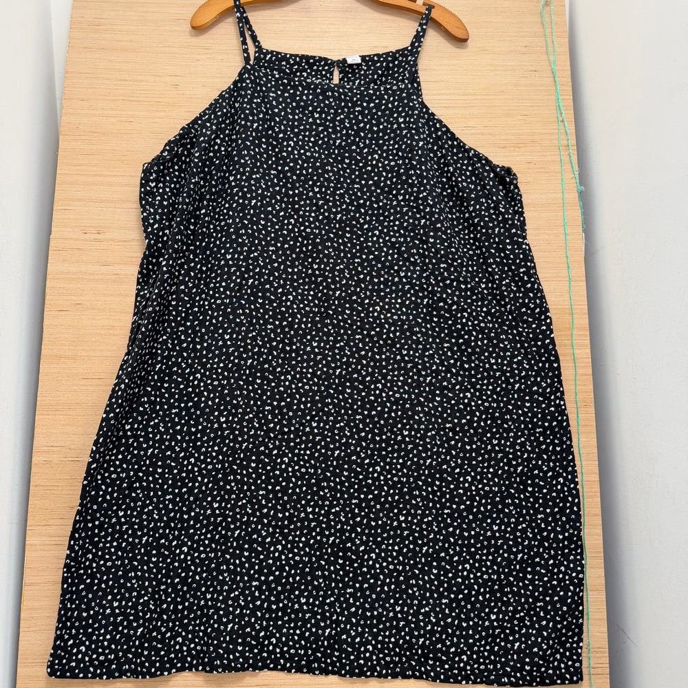 Old Navy XXL Black White Polka Dot High Neck Halter Shift Dress Sleeveless
